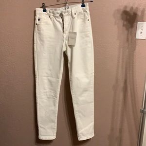 White KanCan high rise ankle skinny jeans.